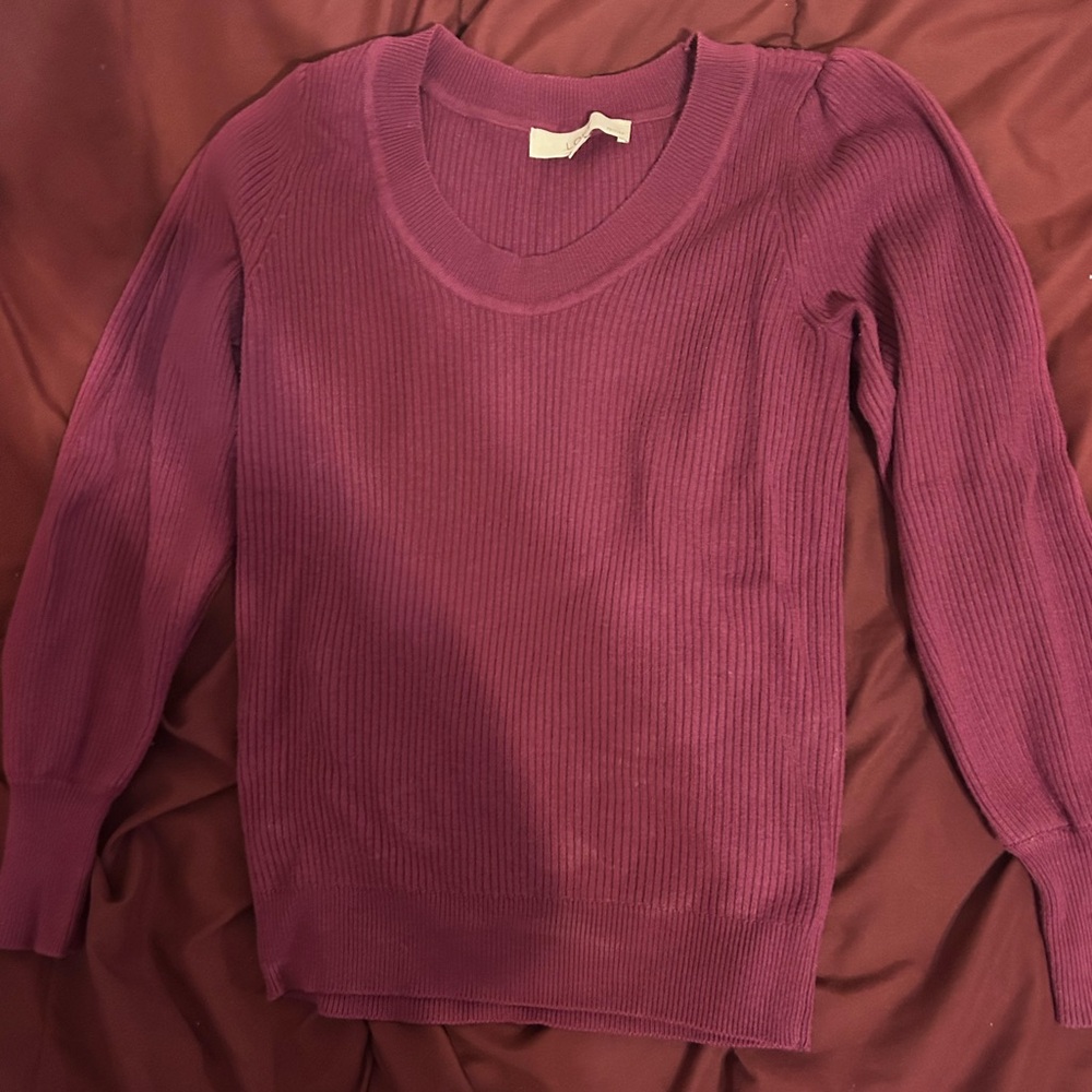LOFT Size XSP Burgundy Knit Sweater